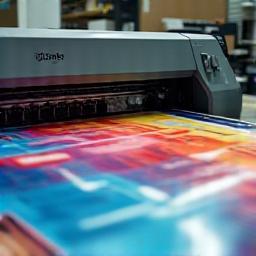 Large poster being printed on a wide-format printer