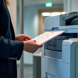 Staff member photocopying documents at machine