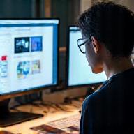 Sally Chen working at design station